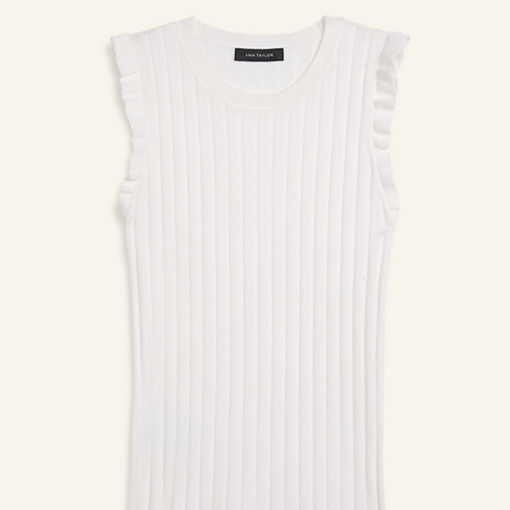 Ann Taylor white ruffle sleeve sweater shell tank